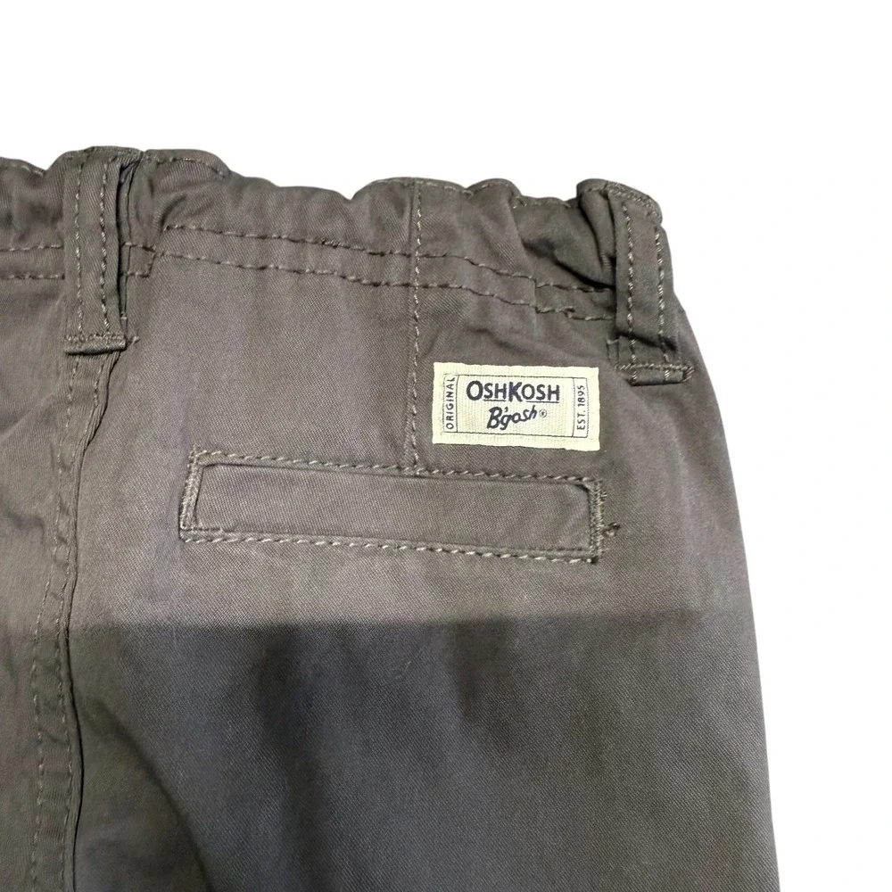 OshKosh B'gosh Baby Boys Gray Twill Pants Elastic Waist Button Closure‎ Size 12M